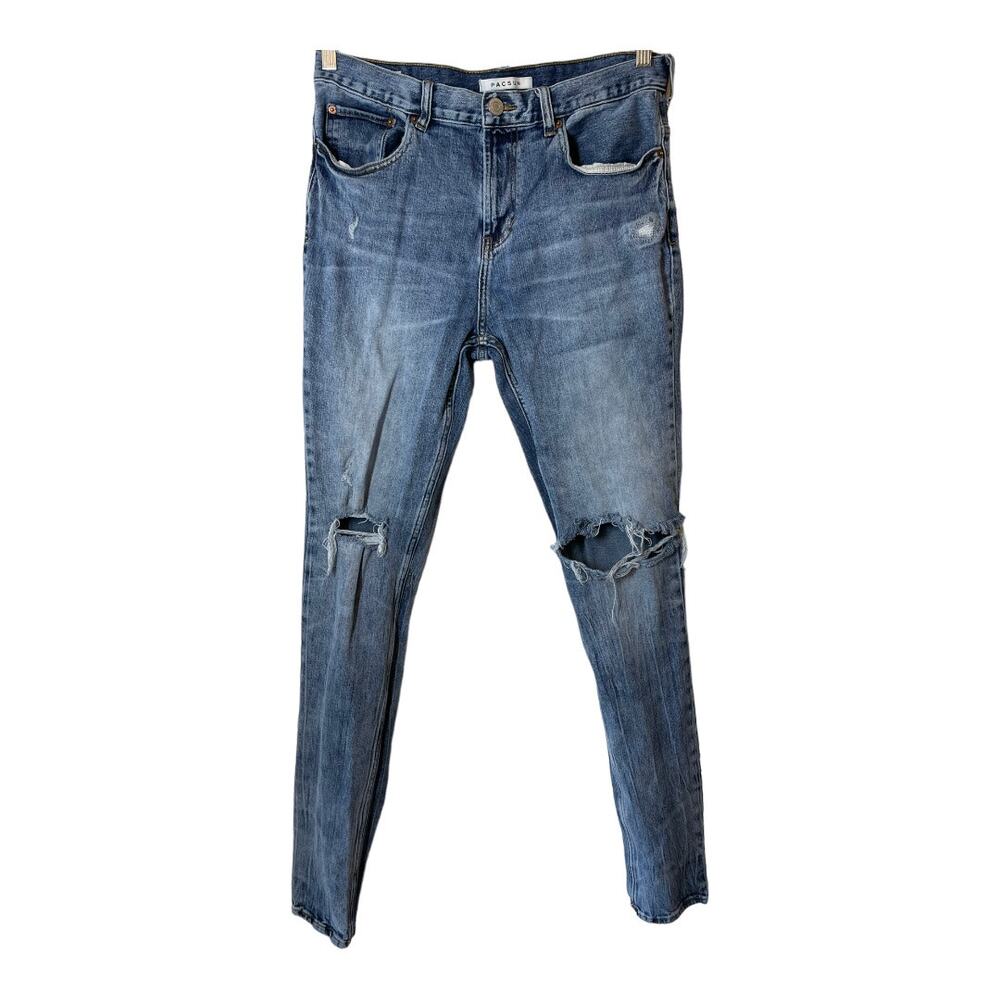 PACSUN Stacked skinny Mens Jeans 32x32 Ripped Knee Destroyed Distressed